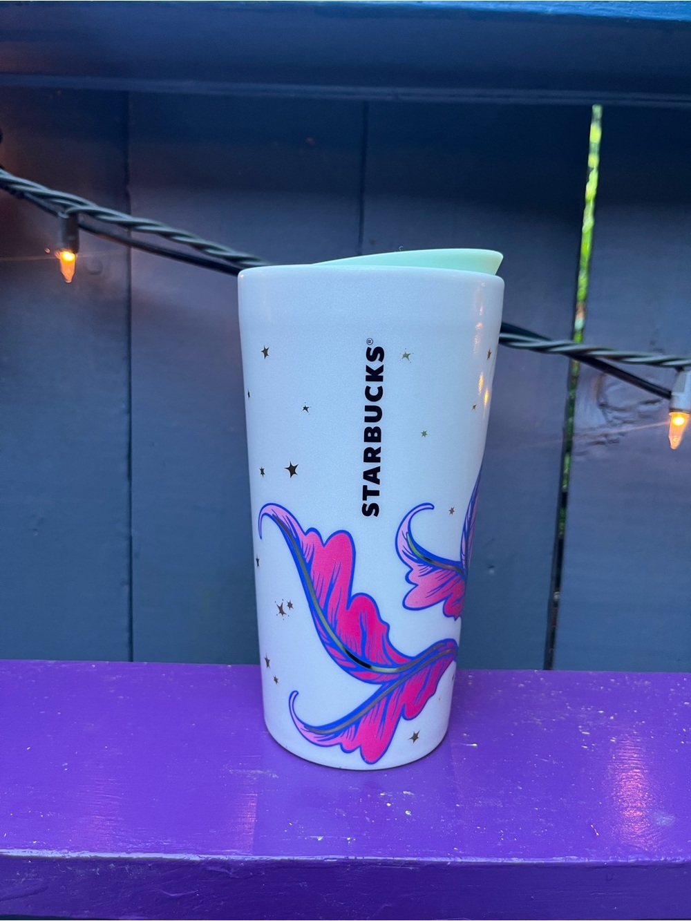 2015 Starbucks Peacock Siren Ceramic Travel Mug 12 oz With Lid *Brand new - Picture 5 of 15